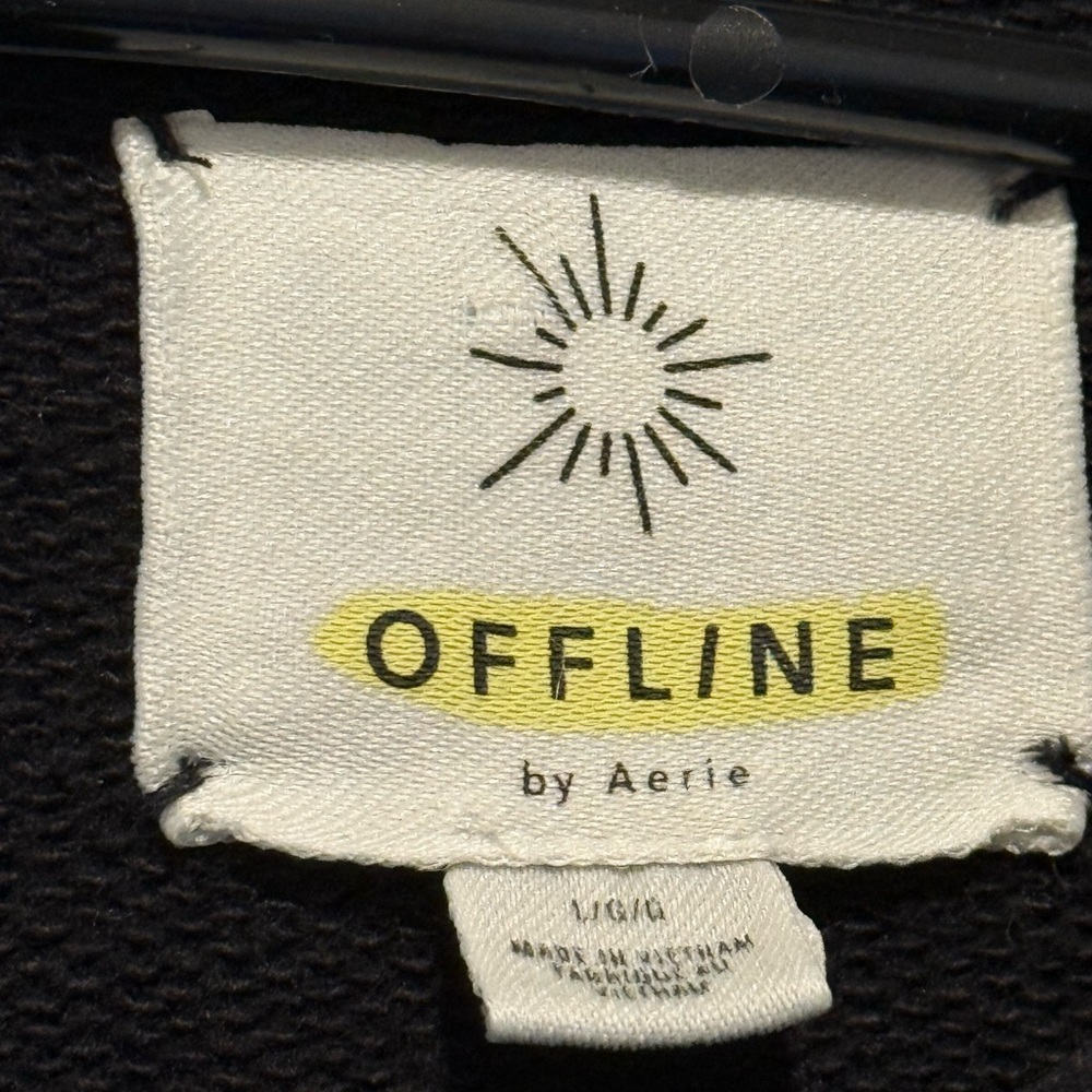 Aerie Offline Oversized Throw-Back Fleece Black Hoodie - Picture 5 of 5